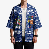 Anguilla Christmas Kimono with Santa Pineapple Floral Tree Island Crest and Tropical Pattern Design - Wonder Print Shop