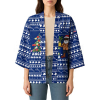 Anguilla Christmas Kimono with Santa Pineapple Floral Tree Island Crest and Tropical Pattern Design - Wonder Print Shop
