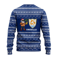 Anguilla Christmas Ugly Christmas Sweater with Santa Pineapple Floral Tree Island Crest and Tropical Pattern Design - Wonder Print Shop