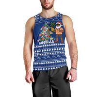 Anguilla Christmas Men Tank Top with Santa Pineapple Floral Tree Island Crest and Tropical Pattern Design - Wonder Print Shop