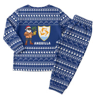 Anguilla Christmas Pajama Set with Santa Pineapple Floral Tree Island Crest and Tropical Pattern Design - Wonder Print Shop