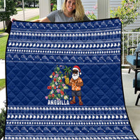 Anguilla Christmas Quilt with Santa Pineapple Floral Tree Island Crest and Tropical Pattern Design - Wonder Print Shop