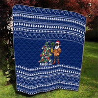 Anguilla Christmas Quilt with Santa Pineapple Floral Tree Island Crest and Tropical Pattern Design - Wonder Print Shop