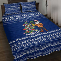 Anguilla Christmas Quilt Bed Set with Santa Pineapple Floral Tree Island Crest and Tropical Pattern Design - Wonder Print Shop