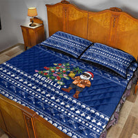 Anguilla Christmas Quilt Bed Set with Santa Pineapple Floral Tree Island Crest and Tropical Pattern Design - Wonder Print Shop