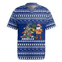 Anguilla Christmas Rugby Jersey with Santa Pineapple Floral Tree Island Crest and Tropical Pattern Design - Wonder Print Shop