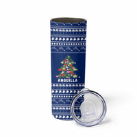 Anguilla Christmas Skinny Tumbler with Santa Pineapple Floral Tree Island Crest and Tropical Pattern Design - Wonder Print Shop