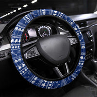 Anguilla Christmas Steering Wheel Cover with Santa Pineapple Floral Tree Island Crest and Tropical Pattern Design - Wonder Print Shop