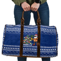 Anguilla Christmas Travel Bag with Santa Pineapple Floral Tree Island Crest and Tropical Pattern Design - Wonder Print Shop