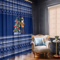 Anguilla Christmas Window Curtain with Santa Pineapple Floral Tree Island Crest and Tropical Pattern Design - Wonder Print Shop