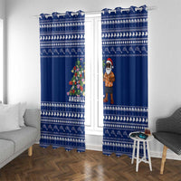 Anguilla Christmas Window Curtain with Santa Pineapple Floral Tree Island Crest and Tropical Pattern Design - Wonder Print Shop
