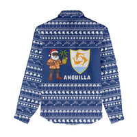 Anguilla Christmas Women Casual Shirt with Santa Pineapple Floral Tree Island Crest and Tropical Pattern Design - Wonder Print Shop