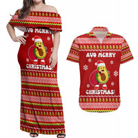 Avo Merry Christmas Couples Matching Off Shoulder Maxi Dress and Hawaiian Shirt Xmas Holiday Patterns - Wonder Print Shop