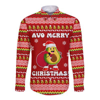 Avo Merry Christmas Long Sleeve Button Shirt Xmas Holiday Patterns - Wonder Print Shop