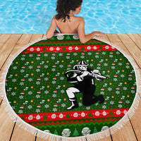 Awesome Firefighter Christmas Beach Blanket Xmas Holiday Patterns - Wonder Print Shop