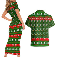 Awesome Firefighter Christmas Couples Matching Short Sleeve Bodycon Dress and Hawaiian Shirt Xmas Holiday Patterns - Wonder Print Shop