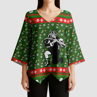 Awesome Firefighter Christmas Kimono Sleeve Blouse Xmas Holiday Patterns - Wonder Print Shop