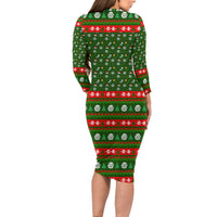 Awesome Firefighter Christmas Long Sleeve Bodycon Dress Xmas Holiday Patterns - Wonder Print Shop