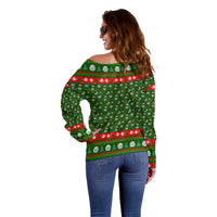 Awesome Firefighter Christmas Off Shoulder Sweater Xmas Holiday Patterns - Wonder Print Shop