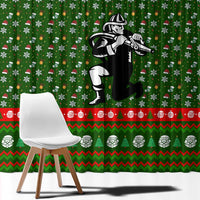 Awesome Firefighter Christmas Window Curtain Xmas Holiday Patterns - Wonder Print Shop