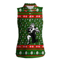 Awesome Firefighter Christmas Women Sleeveless Polo Shirt Xmas Holiday Patterns - Wonder Print Shop