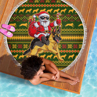 Awesome German Shepherd Dog Santa Claus Christmas Beach Blanket Xmas Holiday Patterns - Wonder Print Shop