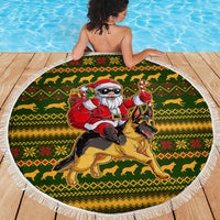 Awesome German Shepherd Dog Santa Claus Christmas Beach Blanket Xmas Holiday Patterns - Wonder Print Shop