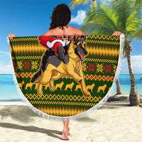 Awesome German Shepherd Dog Santa Claus Christmas Beach Blanket Xmas Holiday Patterns - Wonder Print Shop