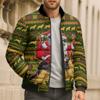 Awesome German Shepherd Dog Santa Claus Christmas Bomber Puffer Jacket Xmas Holiday Patterns - Wonder Print Shop