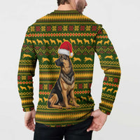 Awesome German Shepherd Dog Santa Claus Christmas Button Sweatshirt Xmas Holiday Patterns - Wonder Print Shop