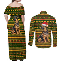 Awesome German Shepherd Dog Santa Claus Christmas Couples Matching Off Shoulder Maxi Dress and Long Sleeve Button Shirt Xmas Holiday Patterns - Wonder Print Shop