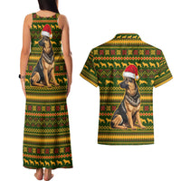 Awesome German Shepherd Dog Santa Claus Christmas Couples Matching Tank Maxi Dress and Hawaiian Shirt Xmas Holiday Patterns - Wonder Print Shop