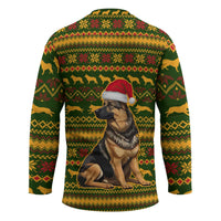 Awesome German Shepherd Dog Santa Claus Christmas Hockey Jersey Xmas Holiday Patterns - Wonder Print Shop