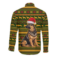 Awesome German Shepherd Dog Santa Claus Christmas Long Sleeve Button Shirt Xmas Holiday Patterns - Wonder Print Shop