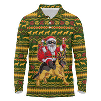 Awesome German Shepherd Dog Santa Claus Christmas Long Sleeve Polo Shirt Xmas Holiday Patterns - Wonder Print Shop