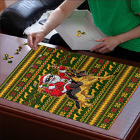 Awesome German Shepherd Dog Santa Claus Christmas Puzzle Xmas Holiday Patterns - Wonder Print Shop