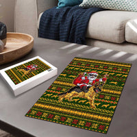 Awesome German Shepherd Dog Santa Claus Christmas Puzzle Xmas Holiday Patterns - Wonder Print Shop