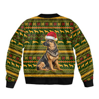 Awesome German Shepherd Dog Santa Claus Christmas Sleeve Zip Bomber Jacket Xmas Holiday Patterns - Wonder Print Shop