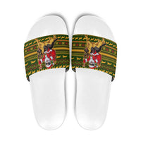 Awesome German Shepherd Dog Santa Claus Christmas Slide Sandals Xmas Holiday Patterns - Wonder Print Shop