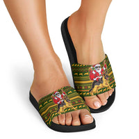 Awesome German Shepherd Dog Santa Claus Christmas Slide Sandals Xmas Holiday Patterns - Wonder Print Shop