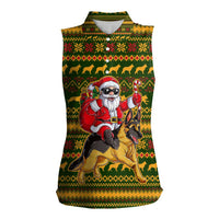 Awesome German Shepherd Dog Santa Claus Christmas Women Sleeveless Polo Shirt Xmas Holiday Patterns - Wonder Print Shop