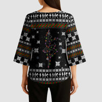 Ballet Pointe Christmas Design Kimono Sleeve Blouse Xmas Holiday Patterns - Wonder Print Shop