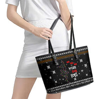 Ballet Pointe Christmas Design Leather Tote Bag Xmas Holiday Patterns - Wonder Print Shop