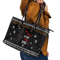 Ballet Pointe Christmas Design Leather Tote Bag Xmas Holiday Patterns - Wonder Print Shop