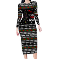 Ballet Pointe Christmas Design Long Sleeve Bodycon Dress Xmas Holiday Patterns - Wonder Print Shop