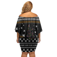 Ballet Pointe Christmas Design Off Shoulder Short Dress Xmas Holiday Patterns - Wonder Print Shop