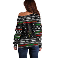 Ballet Pointe Christmas Design Off Shoulder Sweater Xmas Holiday Patterns - Wonder Print Shop