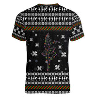 Ballet Pointe Christmas Design Women V-Neck T-Shirt Xmas Holiday Patterns - Wonder Print Shop