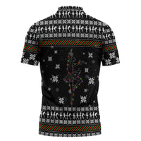 Ballet Pointe Christmas Design Zipper Polo Shirt Xmas Holiday Patterns - Wonder Print Shop