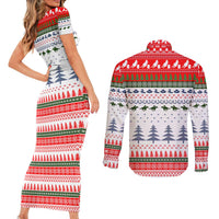 Barrel Racing Christmas Couples Matching Short Sleeve Bodycon Dress and Long Sleeve Button Shirt Xmas Holiday Patterns - Wonder Print Shop